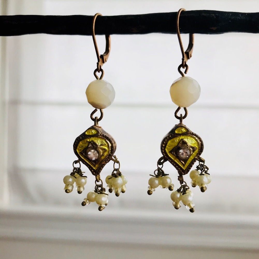 Indian inspired Yellow Dangle Earrings